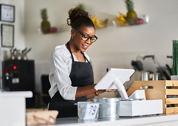 small business owner at her point of sale